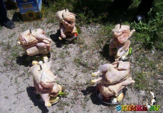 Новый способ приготовления курицы на костре