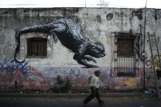 Стрит-арт художника ROA в Мексике