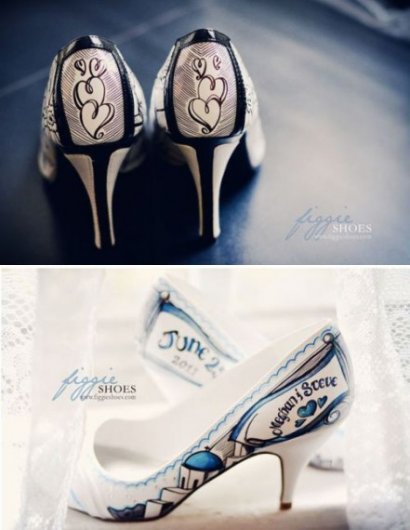 Роспись на свадебных туфлях