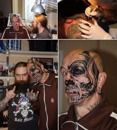 Ужасные татуировки на лице